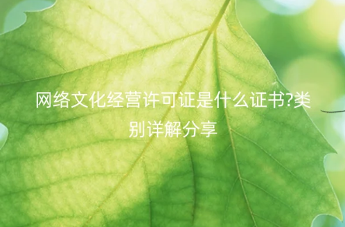 網(wǎng)絡(luò)文化經(jīng)營(yíng)許可證是什么證書?類別詳解分享